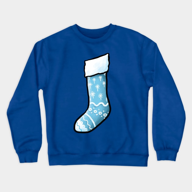 Blue Christmas Stocking Crewneck Sweatshirt by Grasdal